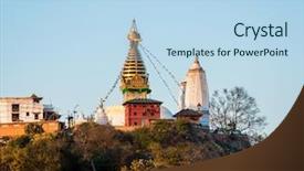  Presentation with stupa - PPT layouts consisting of monkey temple in kathmandu nepal background and a light blue colored foreground