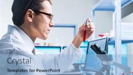  Presentation with research - PPT theme featuring monkeypox-research-laboratory-professional-workers background and a light blue colored foreground