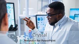  Presentation with research - Theme consisting of monkeypox-research-laboratory-professional-workers background and a light blue colored foreground