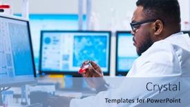  Presentation with research - Presentation theme enhanced with monkeypox-research-laboratory-professional-workers background and a light blue colored foreground