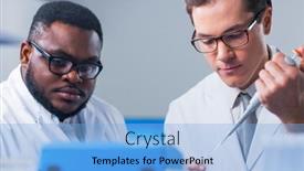  Presentation with research - Theme enhanced with monkeypox-research-laboratory-professional-workers background and a light blue colored foreground