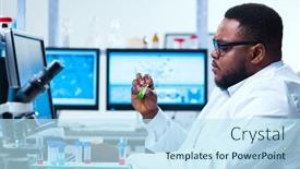  Presentation with research - Presentation theme with monkeypox-research-laboratory-professional-workers background and a sky blue colored foreground