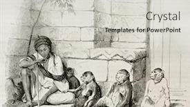  Presentation with old - PPT theme enhanced with monkeys-merchant-old-illustration-created background and a light gray colored foreground