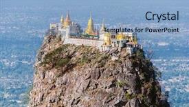  Presentation with summit - PPT theme enhanced with monkeys to reach the top background and a light blue colored foreground