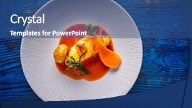  Presentation with recipe - Colorful PPT theme enhanced with monkfish rape recipe with codium backdrop and a ocean colored foreground