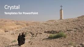  Presentation with desert gardening - Slides with monks in judea desert israel background and a gray colored foreground