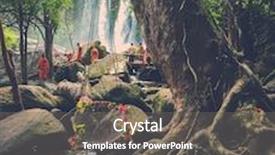  Presentation with cambodia - Theme with monks meditating at the tropical background and a gray colored foreground