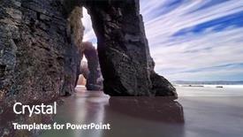  Presentation with arches - Slide set consisting of beautiful stone arches on playa de las catedrales galicia spain background and a tawny brown colored foreground