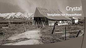  Presentation with wyoming drilling rig - Colorful PPT theme enhanced with monochrome image of a barn backdrop and a gray colored foreground