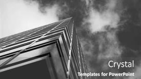 Presentation with skyscraper - PPT theme consisting of monochrome-image-of-a-modern background and a dark gray colored foreground