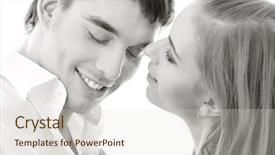  Presentation with love - Presentation theme enhanced with monochrome picture of couple in love over white background and a lemonade colored foreground