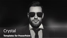  Presentation with black man fashion - PPT theme enhanced with monochrome-portrait-of-a-handsome background and a dark gray colored foreground
