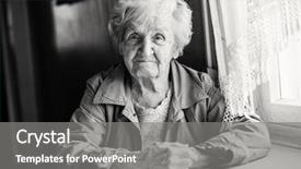  Presentation with elderly - Colorful PPT theme enhanced with monochrome portrait of an elderly backdrop and a gray colored foreground