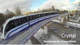  Presentation with railroad - Slide deck consisting of monocopter - monorail train on the railroad background and a gray colored foreground