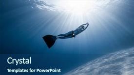  Presentation with shining - Slide set with monofin glides in the depth background and a ocean colored foreground