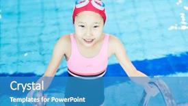  Presentation with swimming pool - Slides consisting of monokini - cute girl in swimsuit background and a teal colored foreground