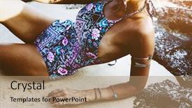 Presentation with jewelery - PPT theme with monokini - photo of beautiful boho styled background and a coral colored foreground
