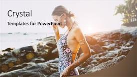  Presentation with jewelery - Audience pleasing PPT theme consisting of monokini - photo of beautiful boho styled backdrop and a sky blue colored foreground