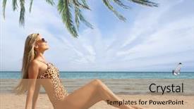  Presentation with hearing clinicyoung lady - Colorful PPT theme enhanced with monokini - sexy lady wearing swimsuit backdrop and a coral colored foreground