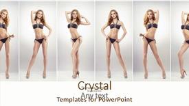  Presentation with makeup fashion model applying lipstick - Slide deck featuring monokini - young and sporty fashion model background and a cream colored foreground