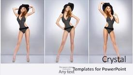  Presentation with sporty - Beautiful presentation design featuring monokini - young and sporty fashion model backdrop and a lemonade colored foreground