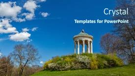  Presentation with greek - Cool new PPT layouts with english garden - monopteros - greek style temple backdrop and a ocean colored foreground
