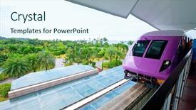  Presentation with railway - Theme having monorail in a railway station background and a cool aqua colored foreground