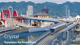  Presentation with highway - Theme enhanced with monorail track and highway red bridge to kobe downtown hyogo kansai japan background and a ocean colored foreground