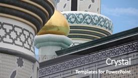  Presentation with zoom - Slide deck featuring monotheism - zoom of tower structures background and a gray colored foreground