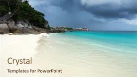  Presentation with white sand - Slide set consisting of monsoon weather - landscape with white sand beach background and a cream colored foreground