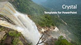 Presentation with waterfalls - Audience pleasing PPT theme consisting of cherrapunjee in meghalaya north-east backdrop and a teal colored foreground
