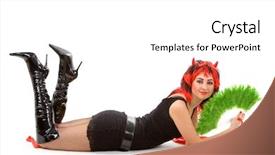  Presentation with sexy santa woman red - Presentation design featuring monster high - sexy devil woman isolated background and a  colored foreground