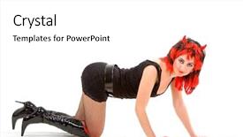  Presentation with devil - Cool new PPT theme with monster high - sexy devil woman isolated backdrop and a  colored foreground