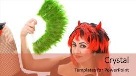  Presentation with white and black woman climbing ladders - Presentation theme with monster high - sexy devil woman isolated background and a  colored foreground