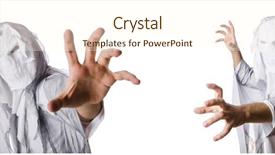  Presentation with scary devil nun for halloween - PPT layouts having monster on white in scary background and a cream colored foreground