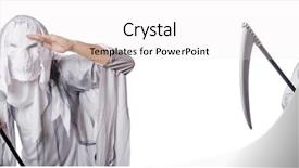  Presentation with halloween - Presentation theme enhanced with monster with scythe in halloween background and a white colored foreground