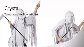  Presentation with halloween - Beautiful presentation design featuring monster with scythe in halloween backdrop and a white colored foreground