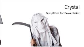  Presentation with halloween - PPT layouts consisting of monster with scythe in halloween background and a white colored foreground