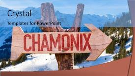  Presentation with mont blanc - Presentation design featuring mont blanc - chamonix wooden sign with winter background and a light blue colored foreground