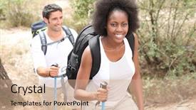  Presentation with hiking - Beautiful theme featuring mont blanc - couple on hiking trip backdrop and a coral colored foreground