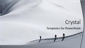  Presentation with mountain climbing - Presentation theme with mont blanc - team of three alpinists climbing background and a light gray colored foreground