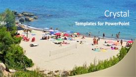  Presentation with miami beach - PPT theme with mont-roig-del-camp-spain background and a teal colored foreground