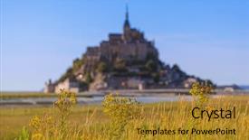  Presentation with saint - Presentation design consisting of mont saint michel abbey - normandy background and a gold colored foreground