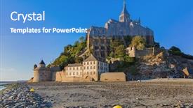  Presentation with saint - Colorful PPT theme enhanced with mont saint michel abbey - normandy backdrop and a teal colored foreground