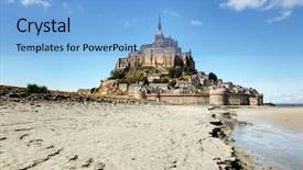  Presentation with france - Audience pleasing presentation design consisting of mont saint-michel normandy france backdrop and a light blue colored foreground