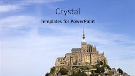  Presentation with saint - Cool new slide set with medieval castle - mont saint michel view backdrop and a light blue colored foreground