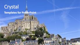  Presentation with saint - PPT theme with mont saint michel view background and a teal colored foreground