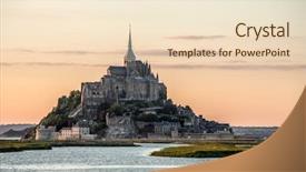  Presentation with dusk - Presentation having mont saint michele at dusk france background and a lemonade colored foreground