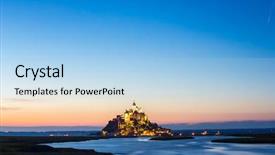  Presentation with saint - Audience pleasing PPT theme consisting of mont saint michele at dusk france backdrop and a light blue colored foreground
