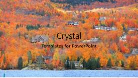  Presentation with panoramic - Slide deck with mont tremblant village in quebec background and a coral colored foreground